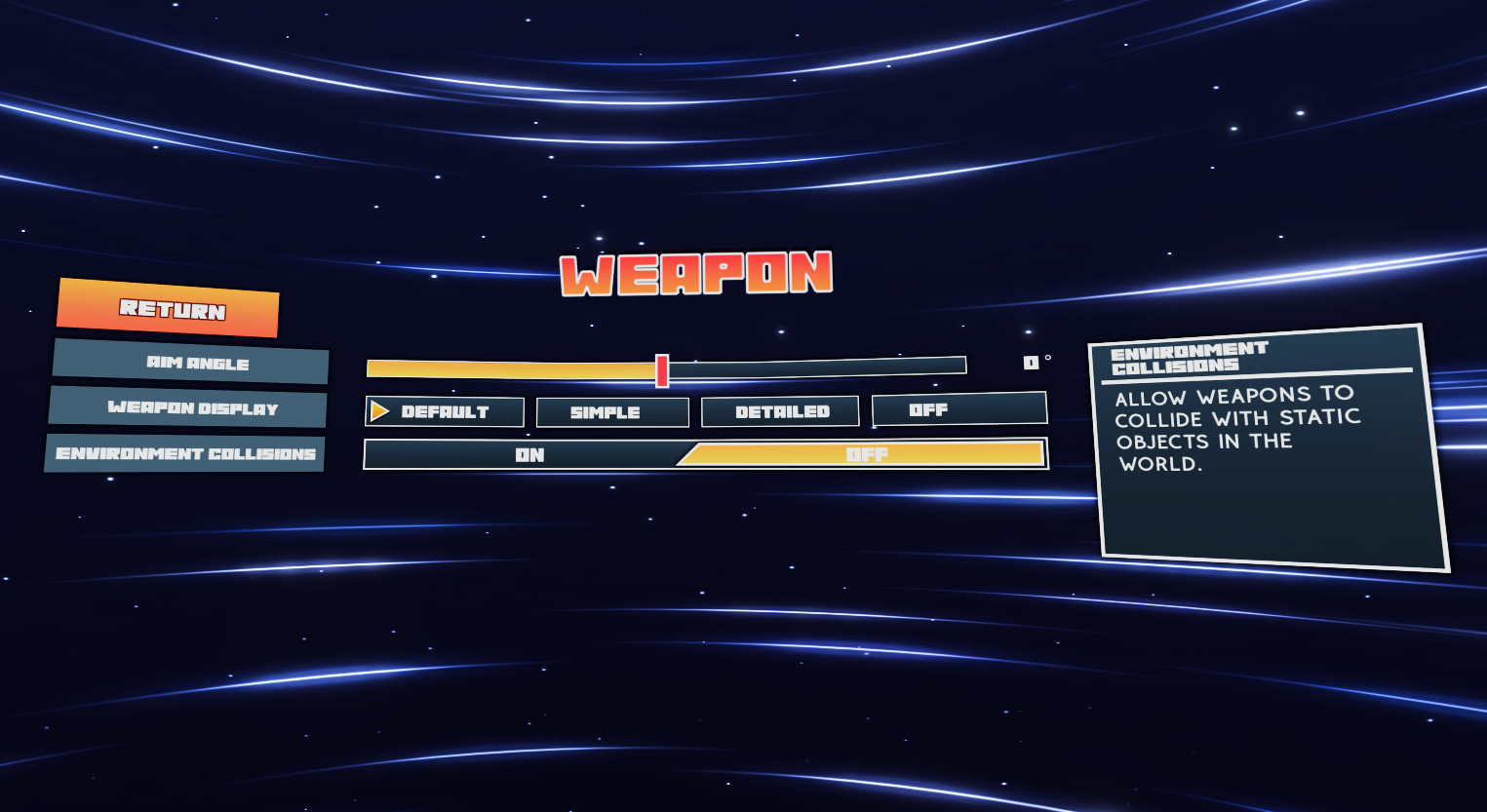 Weapon Environment Collisions Settings